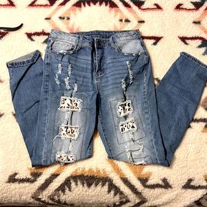 Women’s jeans with leopard insets